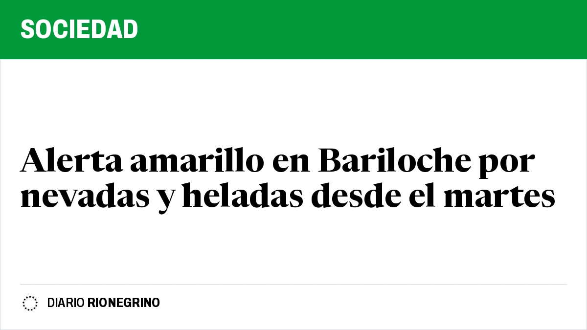 Placa de Rionegrino: Alerta amarillo en Bariloche por nevadas y heladas desde el martes