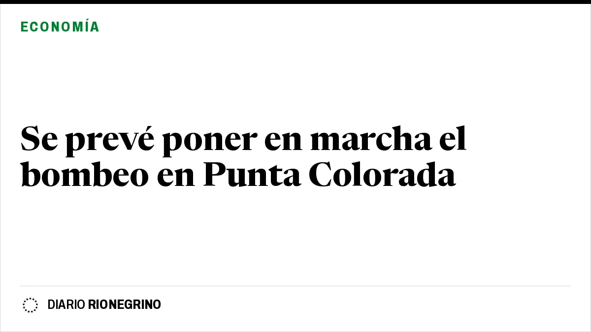 Placa de Rionegrino: Se prevé poner en marcha el bombeo en Punta Colorada
