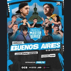 Afiche de la Jornada 1 de FMS Argentina: Buenos Aires, 18 de octubre, Teatro Vorterix, 17 horas